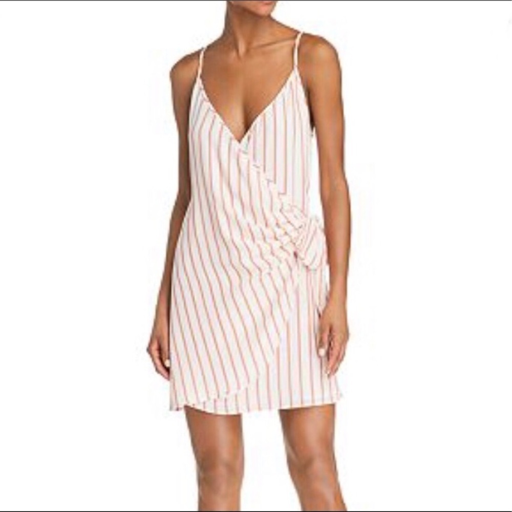 Sage the Label Coral Orange Stripe Wrap Dress